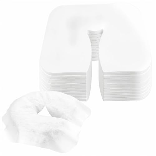 Gusmigus 200 Pièces Housses de Protège Têtiere pour Table Massage 35x30cm Coussin Jetable avec Fente Nasale pour Appui Tete de Table de Massage et Spa Serviettes Jetables