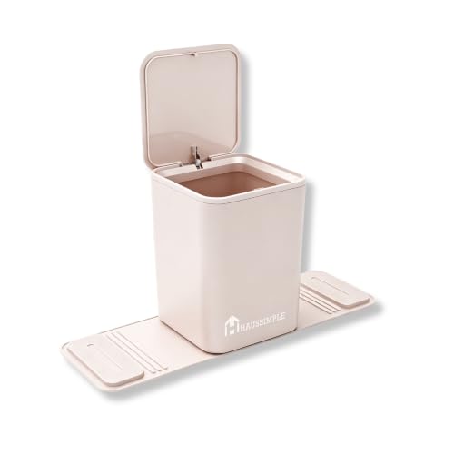 Image of Car Trash Can for Vehicles Leakproof Compact Garbage Bin w /Stability Flap, Anti-Slip Base, Portable Trash Holder for Cars, Trucks, SUVs, Minivans (Mocha with Lid, Medium)