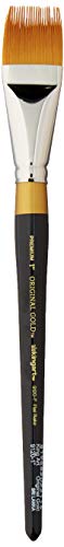 KINGART Premium Original Gold 9120-1 RAKE Series Artist Brush, Golden Taklon Synthetic Hair, Short Handle, for Acrylic, Watercolor, Oil and Gouache Painting, Size 1