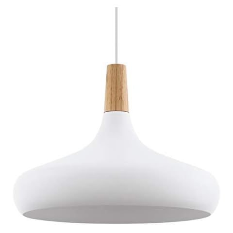EGLO lámpara colgante Sabinar, acero y madera, blanco/marrón, E27, 40 cm Cover