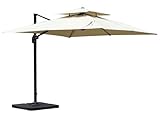 Mefo garden 10 by 10-Feet Offset Cantilever Umbrella, 360° Rotated Outdoor Patio Umbrella with Dual Vented Canopy for Garden, Backyard with Cross Base, 250gsm Square Canopy, Beige