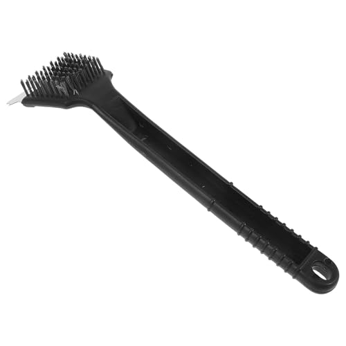 TOBBOMEY Stainless Steel Birdcage Cleaning Brush with Scraper, Large Black Portable Bird Poop Remover Brush for Birdcage and Birdhouse Maintenance