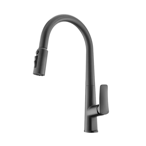 Grifo de cocina con filtro de agua, doble caño, grifo extraíble for agua potable, mezclador for fregadero de cocina, grifo de latón gourmet, grúa dorada(Grey Faucet)
