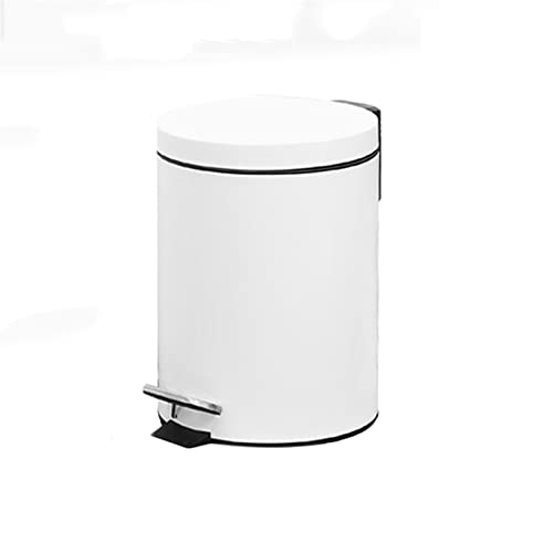 CJHFR472SG Cubo Basura Cocina Bote de basura grande for interior, bote de basura estampado redondo con tapa, papelera for oficina y dormitorio Papelera Baño(Blanco)