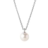 [Matthewmark]【一粒パールネックレス (プラチナ仕上げ/あずきチェーン)】レディース 天然貝パールネックレス 化粧箱・ジュエリーケース付き シルバー925 結婚式 アクセサリー 誕生日 プレゼント ギフト ne_pearl_10mm_PL_AZ