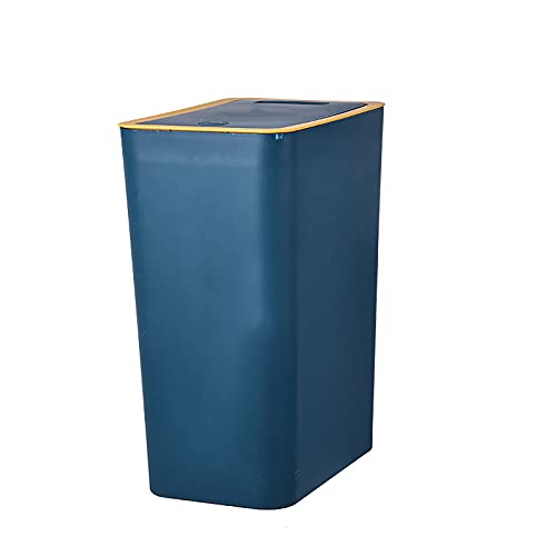 MARMODAY Mülleimer mit Deckel, schmal, Kunststoff, für Zuhause, Büro, Wohnzimmer, Mülleimer mit Deckel, 15 l, Blau Cover