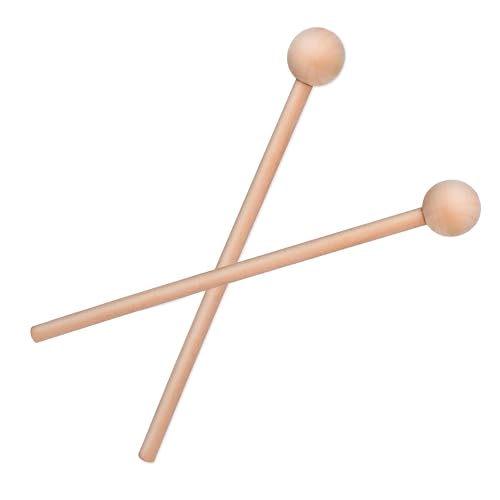 Wooden Percussion Mallets, 20.3 cm, Round Head Sticks for Xylophone and Bell, 2-Piece Set