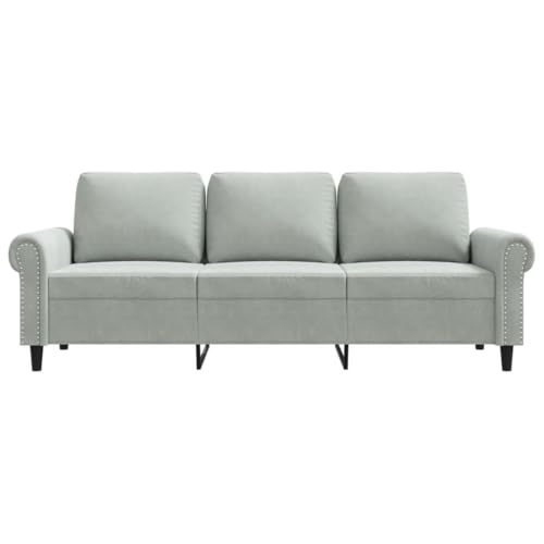 Willood 3-Sitzer-Sofa Loungesofa Couch mit Armlehnen Rückenkissen, Wohnzimmersofa Designsofa Metallgestell, Sitzmöbel Zweisitze,Multi-Sofa, Hellgrau 180 cm Samt – Bild 6
