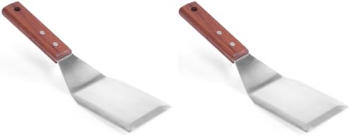 HENDI Hamburgerwender, mit Holzgriff, Grillwender, Bratenwender, Pfannenwender, Spachtel, Winkelpalette, Wender, Geschirrspülmaschinengeeignet, Klinge: 120mm, 75x270mm, Edelstahl (Packung mit 2)