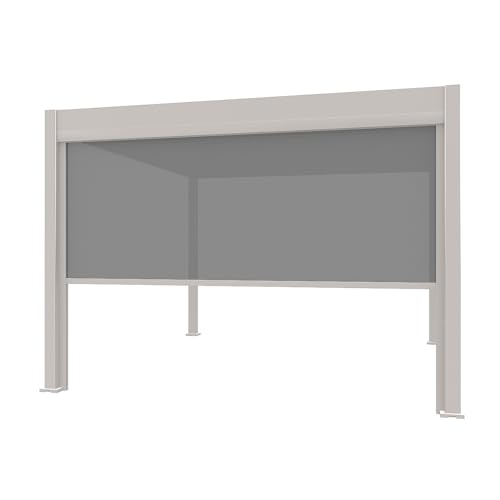 Weide Pavillon Sonnenrollo Ausziehbare Senkrechtmarkise außen für Pergola Sichtschutz Rollo 255cm hoch aus Aluminium, Textil wasserdicht stabil UV-Schutz (2,65 Meter, Sand) für Alu-Pavillon Weide