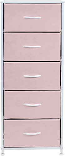 Sorbus Fabric Dresser For Kids Bedroom - Chest Of 5 Drawers, Tall Storage Tower, Clothing Organizer, For Closet, For Playroom, For Nursery, Steel Frame, Fabric Bins - Wood Handle (Pink) #TOP6