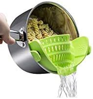 XHDOU SiliconeStrainer Clip on Silicone Strainer Fits All Pot, Pan & Bowls Best for Anti-spill Food Pasta Spaghetti Vegetables Ground Beef Grease Colander, Universal, Green