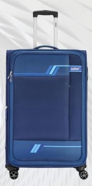 Image of Safari Stream Soft-Sided Polyester 5 Years Warranty 8 Wheel Luggage Set of 3 Trolley Bags (59+71+81 Cm) (Blue)