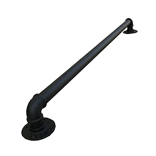 Main Courante Industrielle de Support de bâti de Mur de Main Courante d'escalier de Rail Tuyau de Fer Noir de Balustrade de Personnes âgées Garde-Corps de Baguette de Couloir, Taille facultative Cover