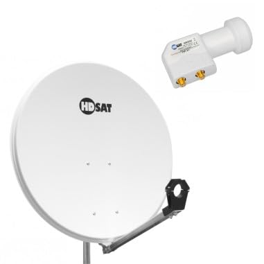 Pack HDSAT Parabole Satellite Acier 80cm + LNB Twin HD 4K 0,1dB idéal Astra Eutelsat