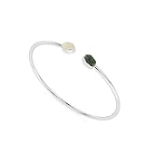 LUSTRE AND LIGHT Pulsera ajustable de 2 piedras naturales libias y moldavitas para mujer, en plata de ley, joyería de piedras preciosas, regalo para cumpleaños, aniversario, graduación