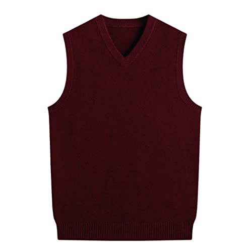 Pull en cachemire sans manches et col en V rouge grande taille pour un hiver chic