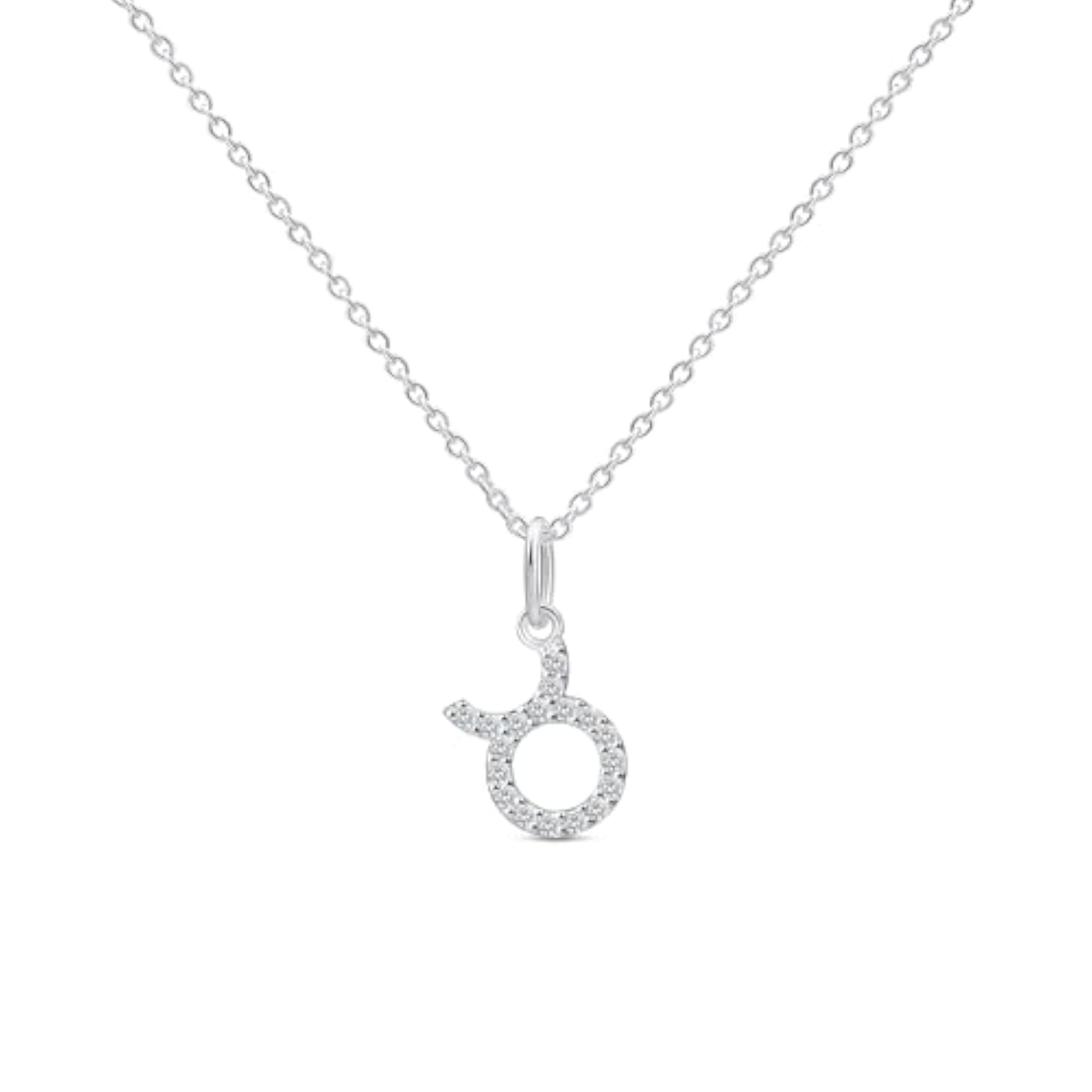 Amberta Collar Signo del Zodiaco para Mujer en Plata de Ley 925 con Circonitas - Collar Zodiacal de Plata: Collar Tauro Plata