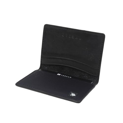 Thread Wallets RFID Blocking Slim Leather Bifold Wallet with Card Protection (Black)