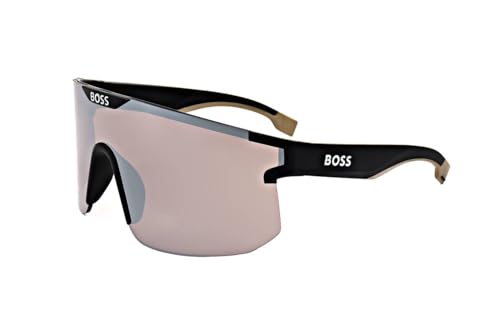 HUGO BOSS Unisex Sunglasses, Matte Black Beige/Silver, 99/1/125