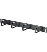 TECHTOO Server Rack Cable Management Panel w/D-Ring Hooks - 1U Horizontal Rack Mount Cable Organi...