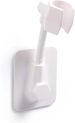 Support de douche à main orientable avec poignée robuste blanche sans vis