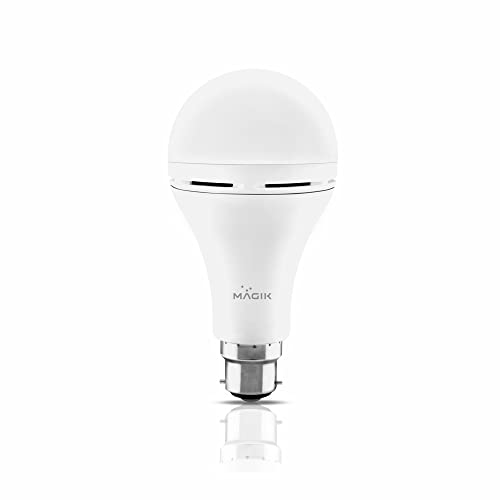 Image of MAGIK Savio 9W LED Rechargeable Emergency Bulb | 6500K Cool White | 4-Hour Backup | B22 Base | Energy Efficient Light for Power Cuts | Pack of 1