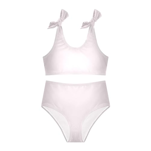 Girls Swimsuits Bikini Set,Two Piece Swimsuit Bathing Suit Girls' Swimwear Blush Pink Solid Color Pure Plain4