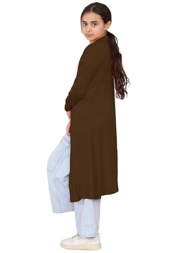 Image of Loxdonz Kids Long Open Front Cardigan Coverup Boyfriend Cardigan Sweater for Girl's Beach Cover ups Kimono Maxi Duster