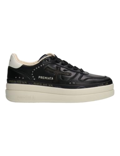 Premiata Para Mujer. Micol Zapatillas De Piel Micol Negro (38), 3 A 5Cm, Cordones, Casual