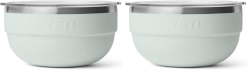 Image of YETI Rambler Bowl, Vacuum Insulated, Stackable and Nestable Stainless Steel Bowl with Lid, 2 Quart, Ridgeline (Pack of 2)