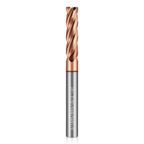 Image of 3 /16 inch Carbide End Mills - 4 Flute Square End Mill with AlTiN Coating, HRC 55 Deg, 4T Tungsten Milling Bits for Stainless Steel, Hardened Steel, Cast Iron, Copper, Alloys & More