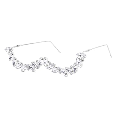 Naimo Sparkling Rhinestone Half Glasses Frame Eyeglasses No Lens Sunglasses U Shape Metal Glasses Frame