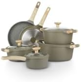 Miniatura 8 de Bambù - Juego de utensilios de cocina, ollas y sartenes de aluminio fundido a presión, sartenes y cazuelas antiadherentes, seguro para inducción,