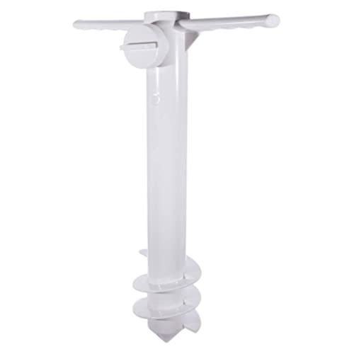 1 X Beach Umbrella Holder Anchor Spiral Stake Sand Sun Shade Stand Fishing Pole Sand Anchor Stand Holder and beach umbrella hanging One Size Fits Most Safe Stand for Strong Winds Umbrella Holder White