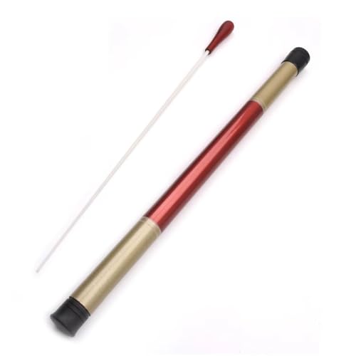 Professional Baton Case with Wooden Handle, Red and Gold, Detachable Storage Design