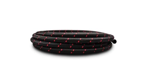 Vibrant Performance 11984R Nylon Braided Flex Hose (5ft Roll of Black Red ; AN Size: -4AN; Hose ID 0.22