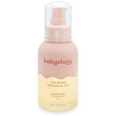 Babyology - Calming baby oil for Newborn with Baby essential oils - 3,38 Fl. Oz (100ml) - Lavender - Nourishing and Moisturizing Massage for Bonding Cover