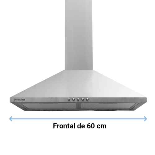 Universal-Blue-Campana-Extractora-piramidal-Acero-inoxidable-de-60-cm-3-velocidades-Filtros-de-aluminio