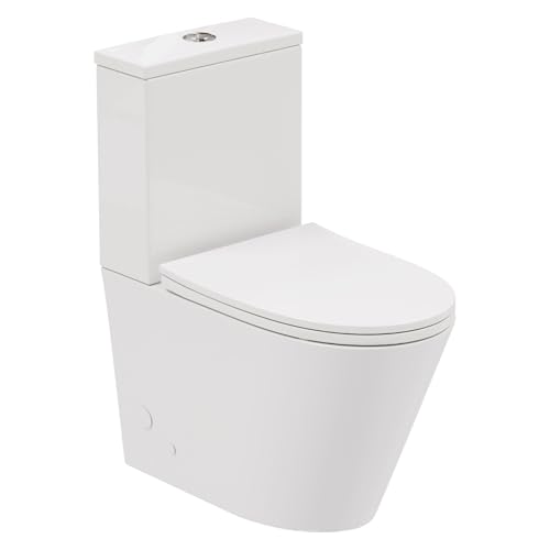 HOROW Stand WC mit Spülkasten Komplett Keramik WC Spülrandlos mit Nano WC Set Komplett Wandablauf Weiß Stand Toilette mit Wirbelspülungsystem Toilettendeckel mit Absenkautomatik 60×37×82cm