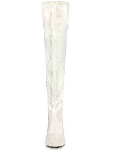 Allegra K Women's Glitter Pointed Toe Stiletto Heels Over The White Knee High Boots 8 M Us #TOP2