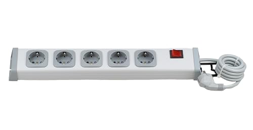 Ehmann Steckdosenleiste Universal 0201e71053301 in grau, mit Schalter, 5-Fach, 1,5 m Zuleitung