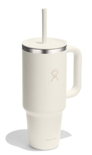 Image of Hydro Flask 40 Oz Travel Tumbler with Handle, Lid and Straw - Insulated Stainless Steel in 40 Oz Ivory