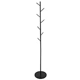 HOME DECO FACTORY, HD0441, Garderobenständer im modernen und eleganten Design, optimale Lagerkapazität mit stabilen Haken, einfach zu installieren, schwarz, 27 x 173 x 27 cm