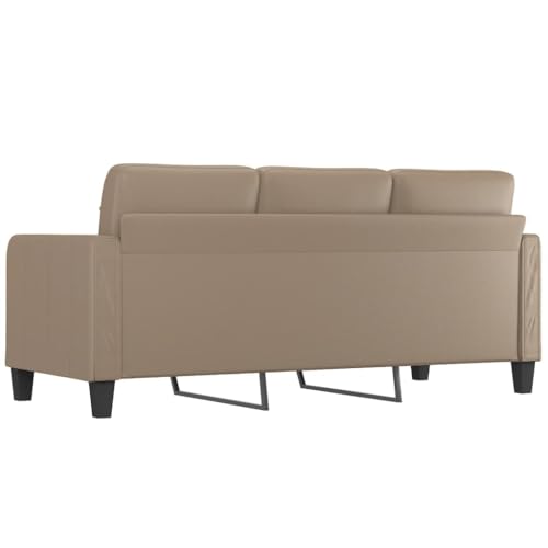 Festnight 3 Sitzer Sofa, Kunstleder Kleines Couch, Modern 3er Gästesofa mit Armlehne, Getuftetes Loveseat Sofas für Wohnzimmer/Schlafzimmer/Büro/Wohnung, 180 cm, Cappuccino-Braun – Bild 6
