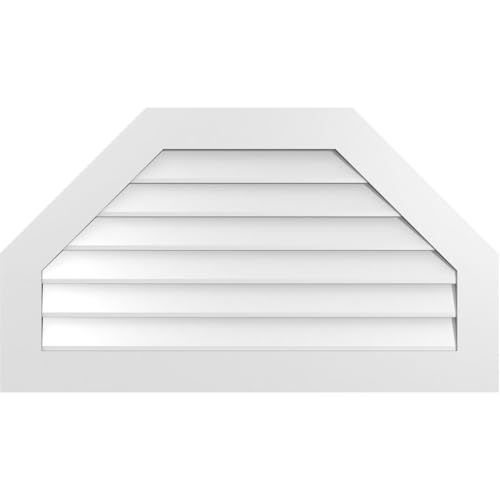 Ekena Millwork GVPOT42X2401SN Octagonal Top Surface Mount PVC Gable Vent, 42 W Inch x 24 H Inch, Factory Primed White