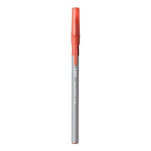 Image of BIC Round Stic Grip Xtra Comfort Red Ballpoint Pens, Medium Point (1.2mm), Excellent Writing Pens With Soft Grip for Superb Comfort and Control 12 Count (Pack of 2)