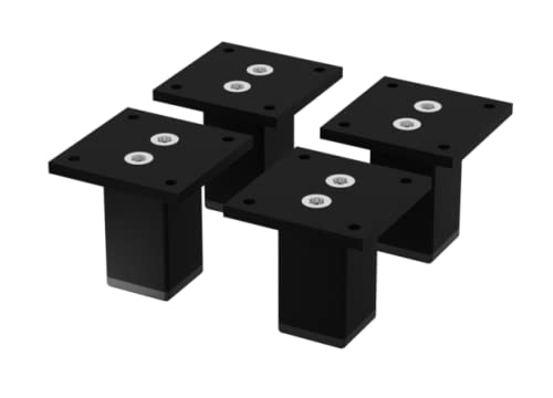 ALUSFERA Möbelfüsse Eckig Tischbeine 30 x 30 mm Möbelfüße Metall Tischbeine 4 Stück Schwarz Schrankfüße Sockelfuß Cover