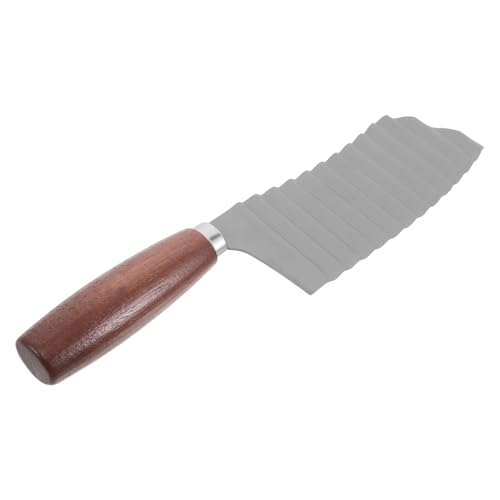 Cortador de papa de acero inoxidable con mango de madera miniatura 1