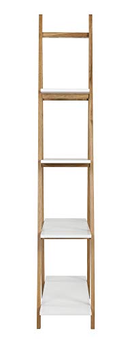 Universal Expert Abacus 4-Tier Ladder Bookcase, Leaning Free Stand Wood Bookshelf Frame Storage Rack, Display Shelf For Home Office, Oak And White #TOP7